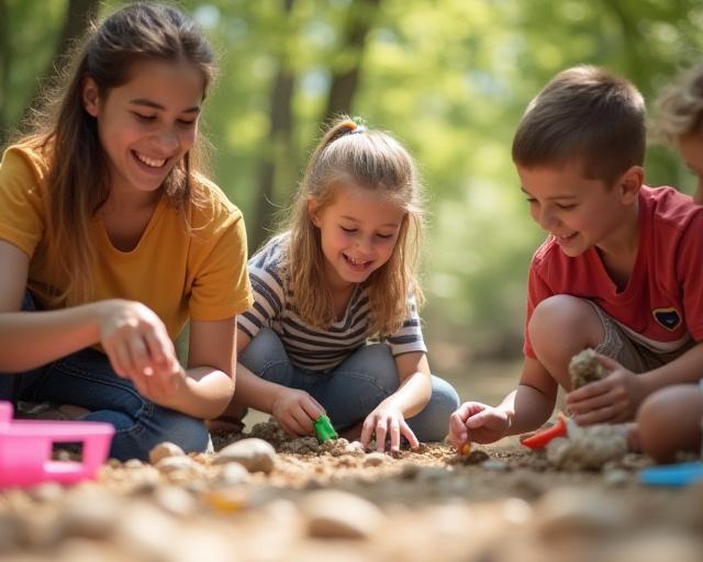 Familien-Mineralienentdeckung mit Kindern