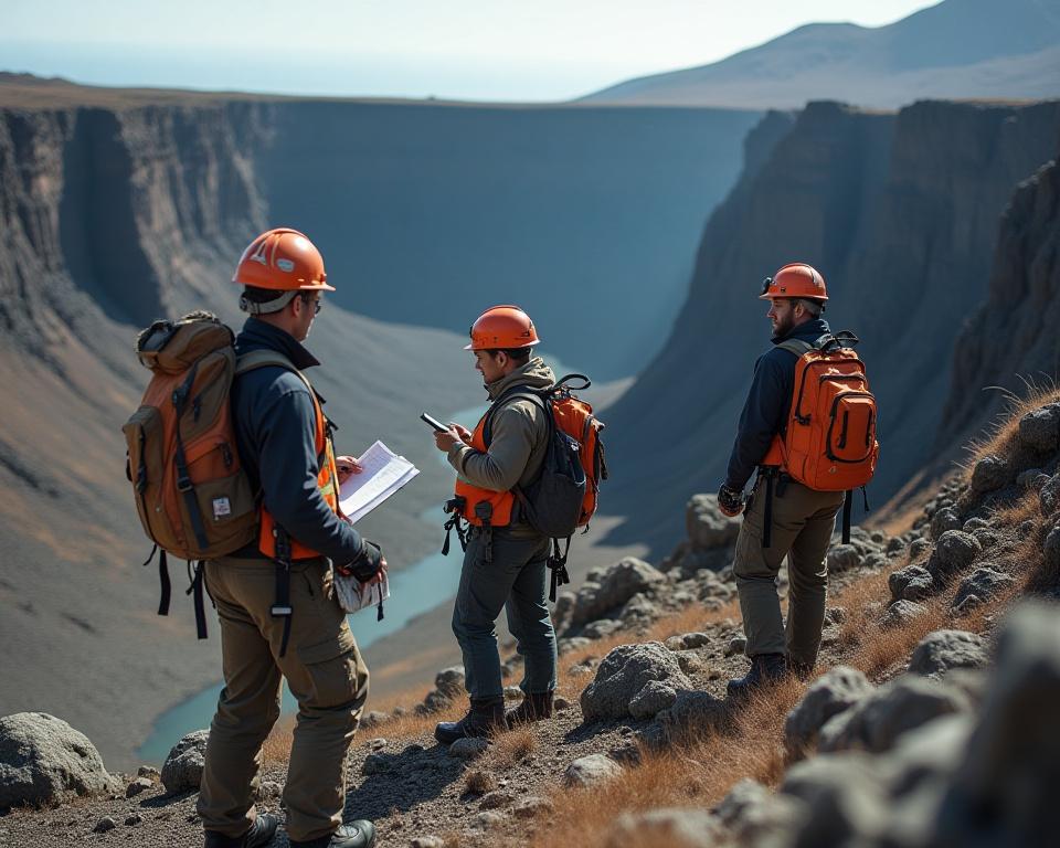 Geologische Forschungsexpedition mit Wissenschaftlern
